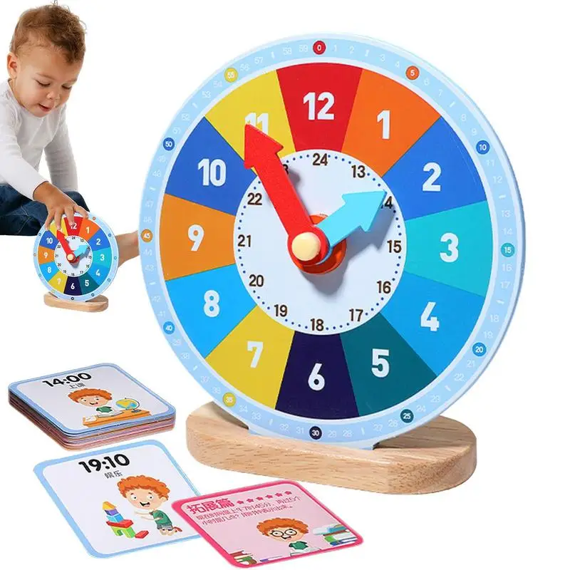 

Wooden Learning Clock For Kids Teaching Time Practice Clock Wooden Big Time Mini Clock Portable Practice Clocks For Kids