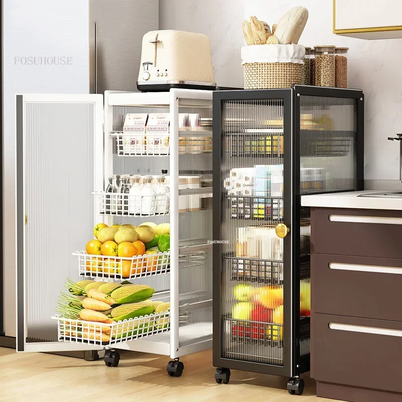 Multi-layer Kitchen Trolleys Fruit and Vegetable Trolley Cart Drawer-type Storage Living Room Gap Kitchen Storage Auxiliary Cart