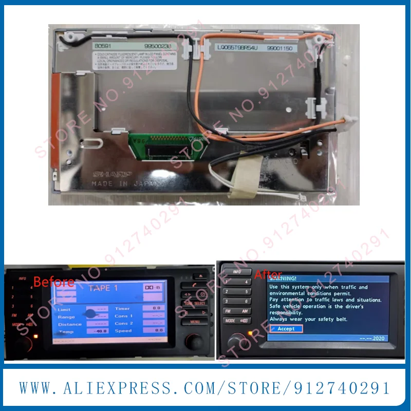 

LQ065T9BR54U LQ065T9BR55U LQ065T9BR51U LQ065T9BR52U 6.5 Inch LCD Display Screen For X5 E53 E39 E38 E46 Car Navigation System