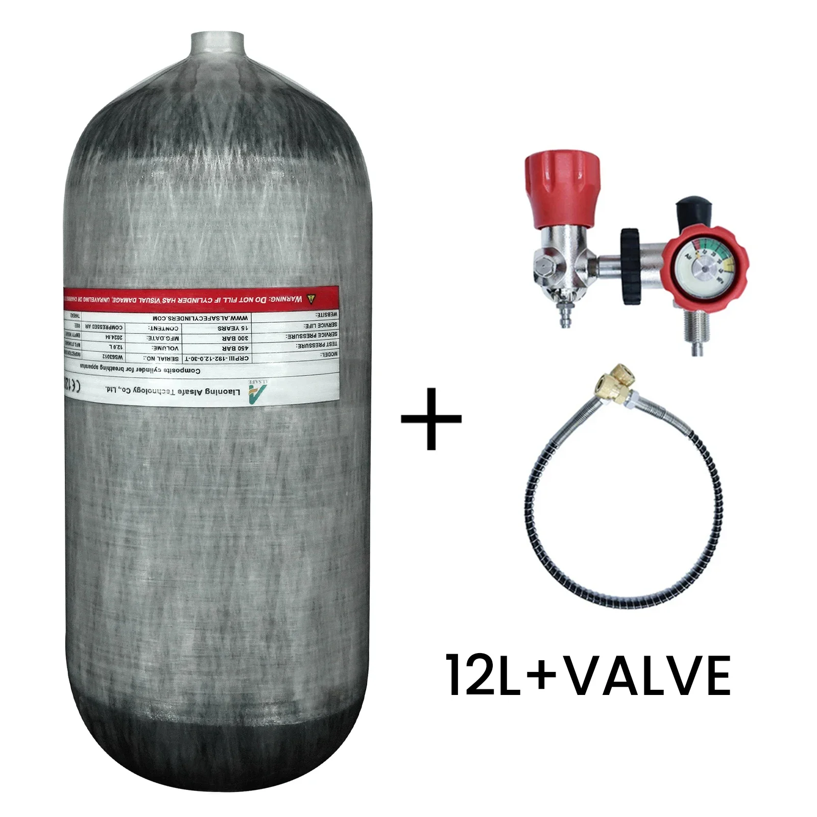 Tuxing 300bar 12l Koolstofvezel Cilinder Met Regelklep Voor Onderwater Zwemmer Apparatuur Hogedruktank