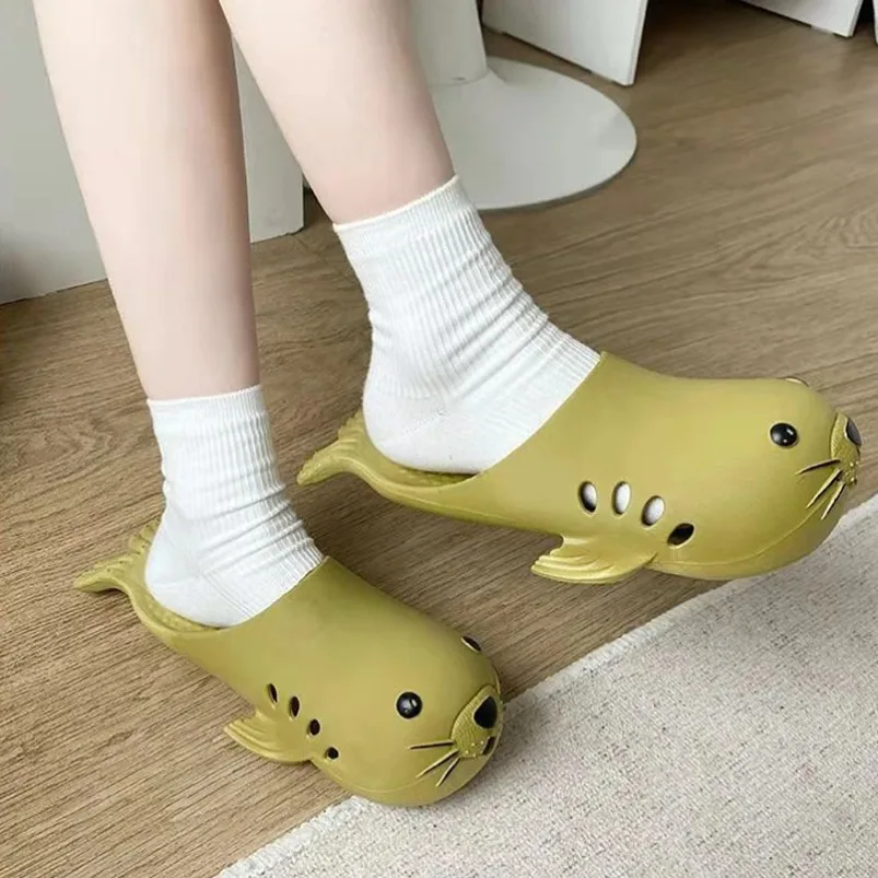 Cloud Slipper Men Summer Sandal Cartoon Sea Lion Cute Kawaii Ladies Female Flip Flop Home House Shoe Women Funny Animal Male