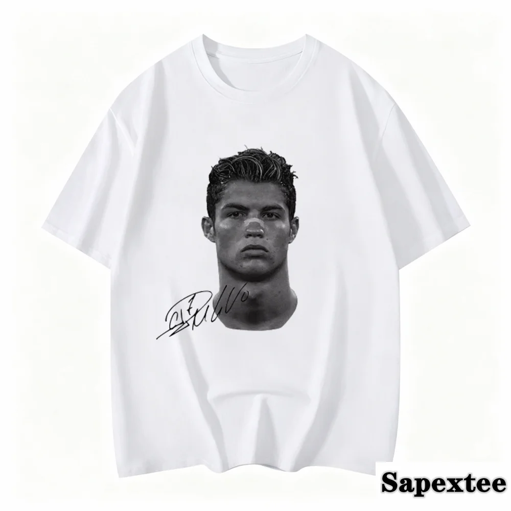 2027 Cristiano Ronaldo Football Superstar Super Fashion Printed Short Sleeve T-shirt Men Distress American Women Tshirt