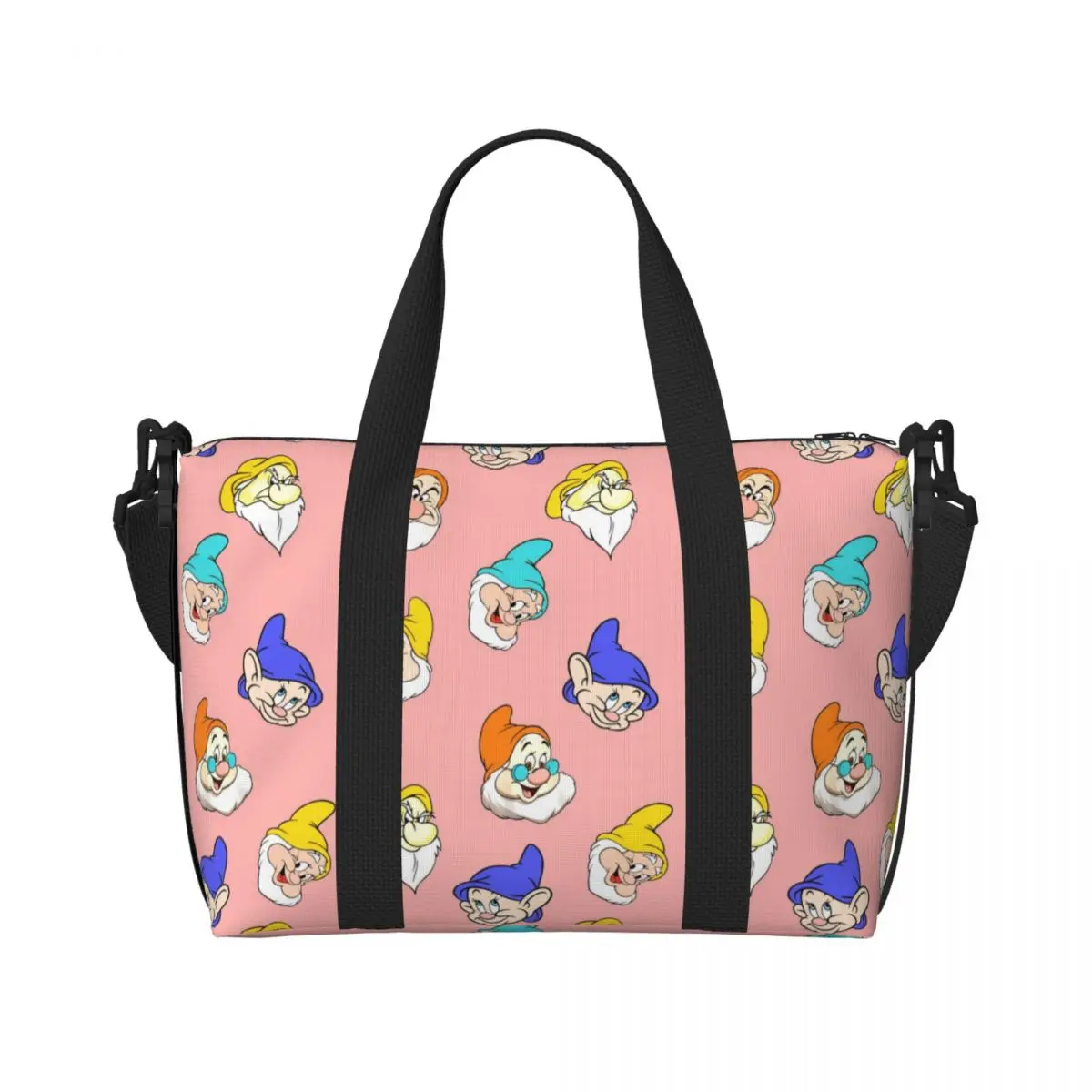

Custom Large Snow White And Anime The Seven Dwarfs Tote Bag for Women Shoulder Shopper Gym Beach Travel Bag