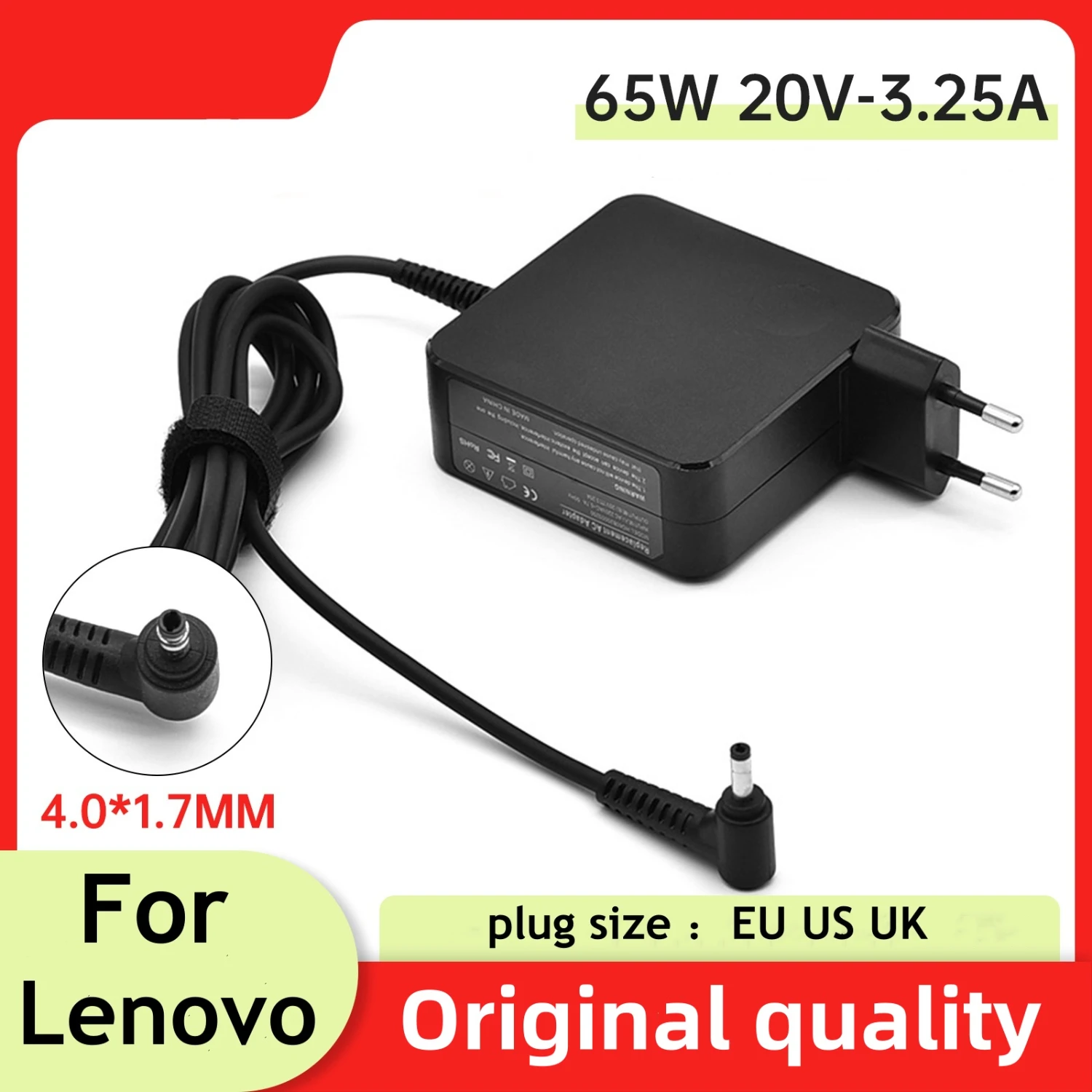 20V 3.25A 65W 4.0*1.7mm AC Adapter Laptop Charger   IdeaPad 330s 320 100-15 B50-10 YOGA 710 510-14ISK Redmibook 14 13