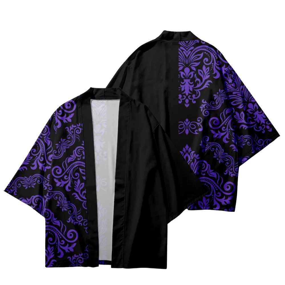 

Splicing Floral Printed Black Summer Japanese Kimono Beach Shorts Harajuku Cardigan Women Men Casual Loose Streetwear Yukata