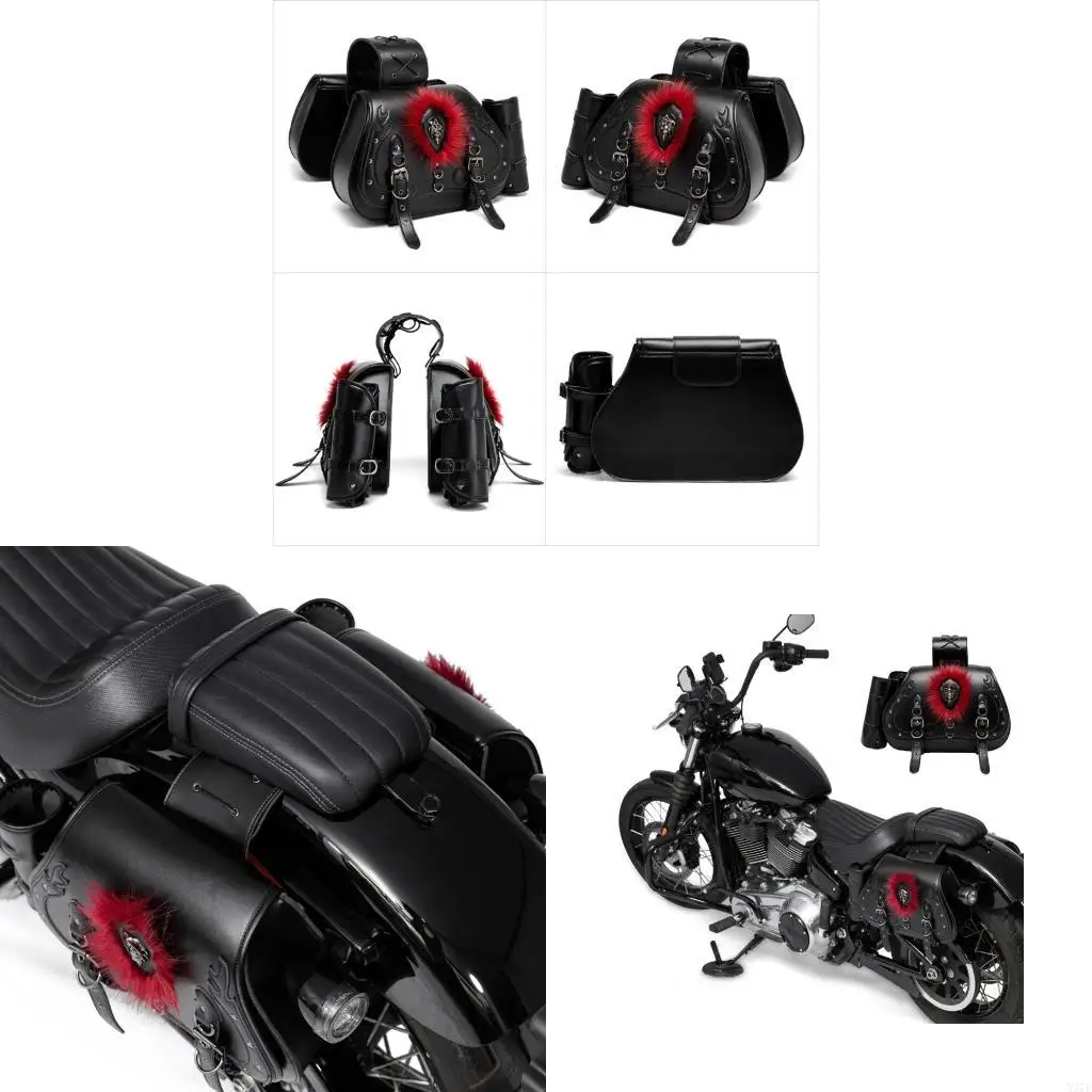 Strong Motorcycle Saddlebags Punk Look Quick Fastening Quick Release for Bike X37F