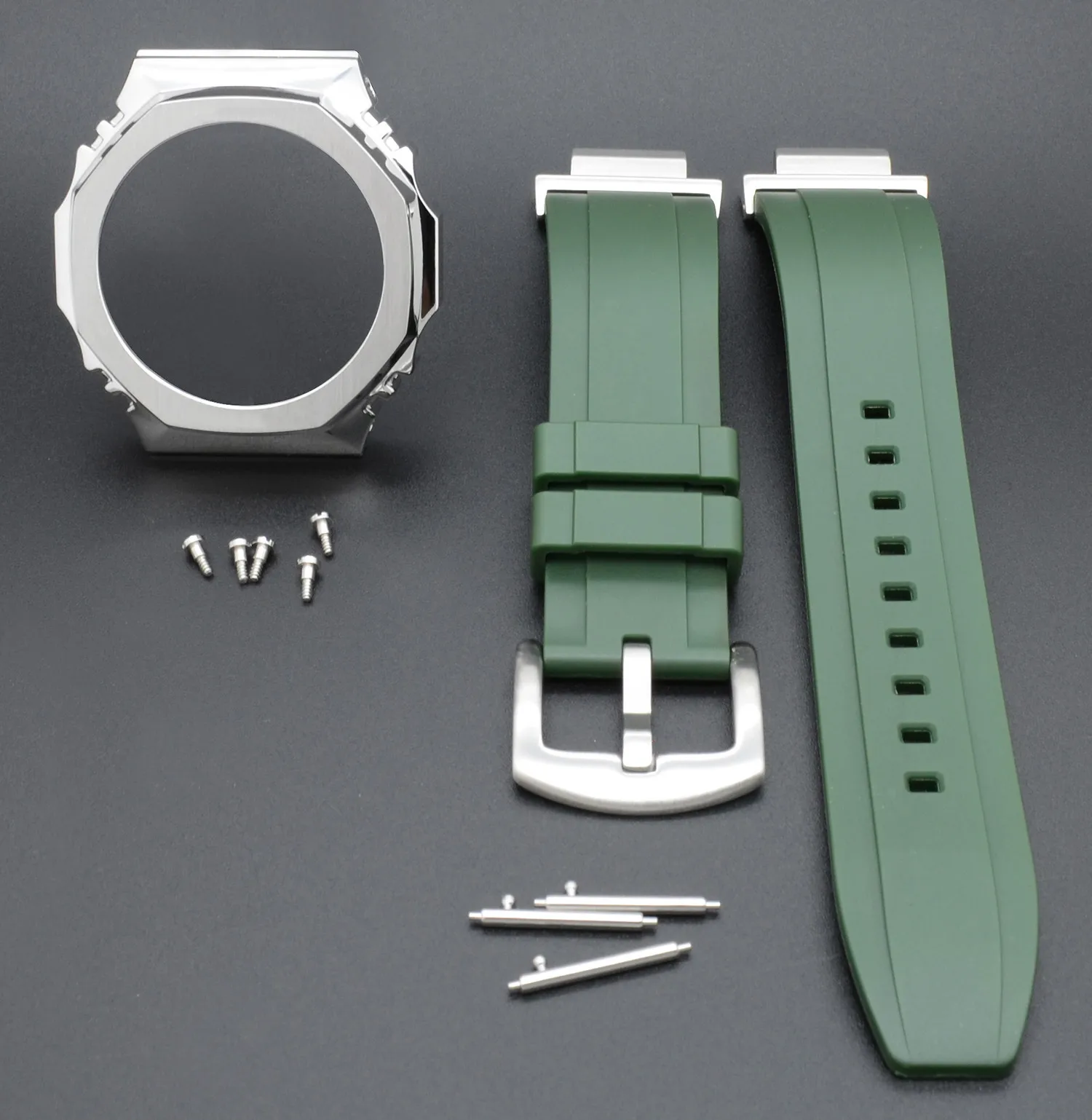 Fashion Light GA2100 Accessories Rubber Watch Strap GA2110 Watchband Metal Bezel GA-2100 Tools Screws Mod