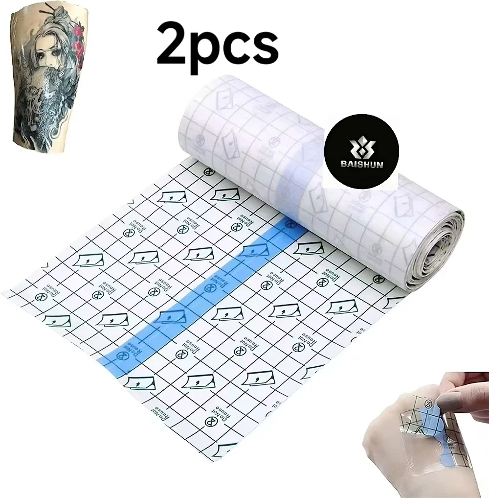 2Pcs Tattoo Aftercare Bandage Roll, Waterproof Transparent Tattoo Film, Adhesive Second Skin Bandage for Initial Tattoo Healing