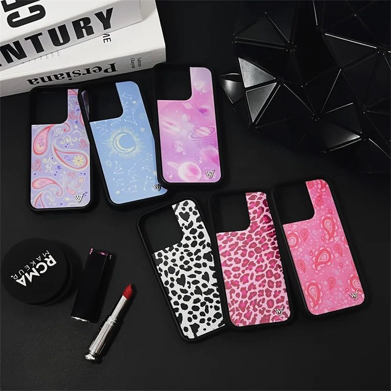 Custodia per telefono Wildflower Fashion Moon Planet per iPhone 16 15 14 13 12 Pro Max WF Leopardo di lusso Goccia d'acqua Custodia antiurto