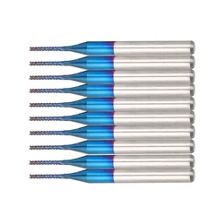 10pcs 2/3mm Carbide Router Cutting Bit Blue Tapered Corn End Mill Engraving Bit For CNC PCB R Wood Metal Milling Tool