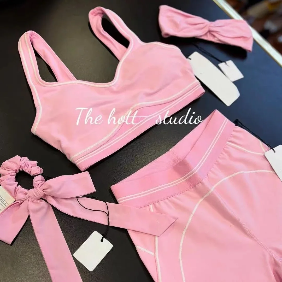 

LO Yoga Set Airbrush Heart Throb Bra With Padding Airbrush High-Waist Heart Throb Legging Sports Fitness Elasticity Pants