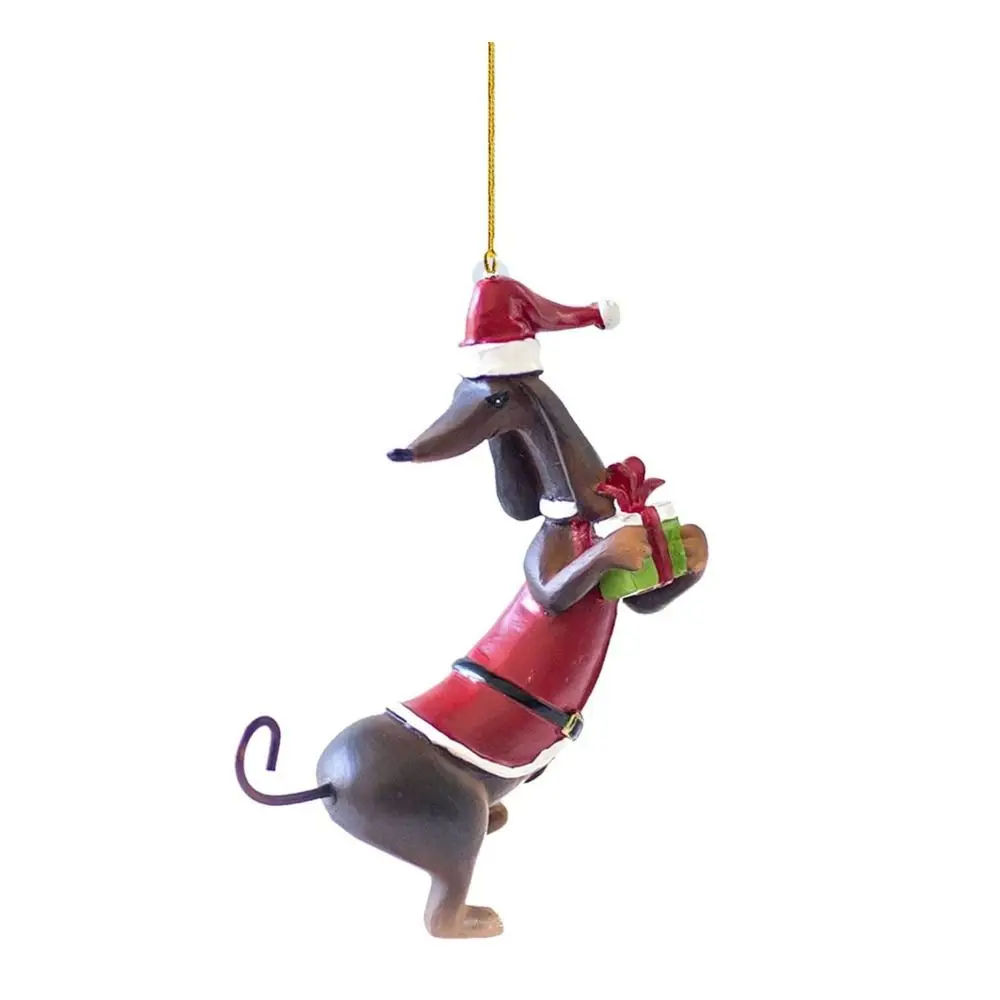 

Car Pendant 2D Christmas Dachshund Dog Ornament Acrylic Funny Christmas Tree Hanging Ornaments Flat Simple Xmas New Year Gifts