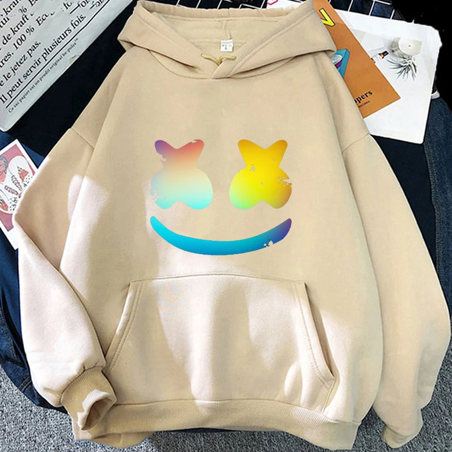 Zabawne, kolorowe bluzy unisex z nadrukiem uśmiechu w gradientzie, luźne, oddychające, męskie i damskie, w stylu streetwear, kreatywne pulowery.