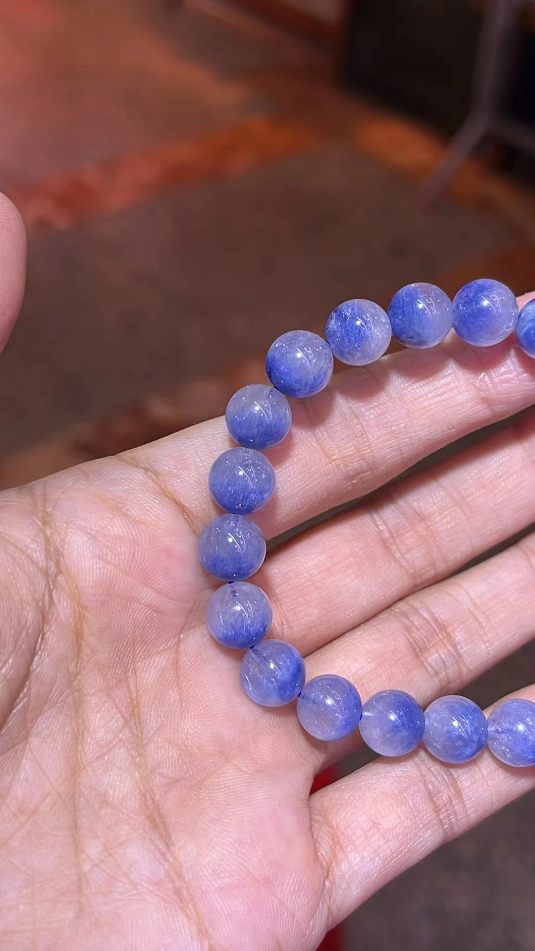 Natural Blue Rutilated Dumortierite Quartz Bracelet Jewelry Cat Eye 8.8mm Women Men Clear Round Beads Rare Stone AAAAA