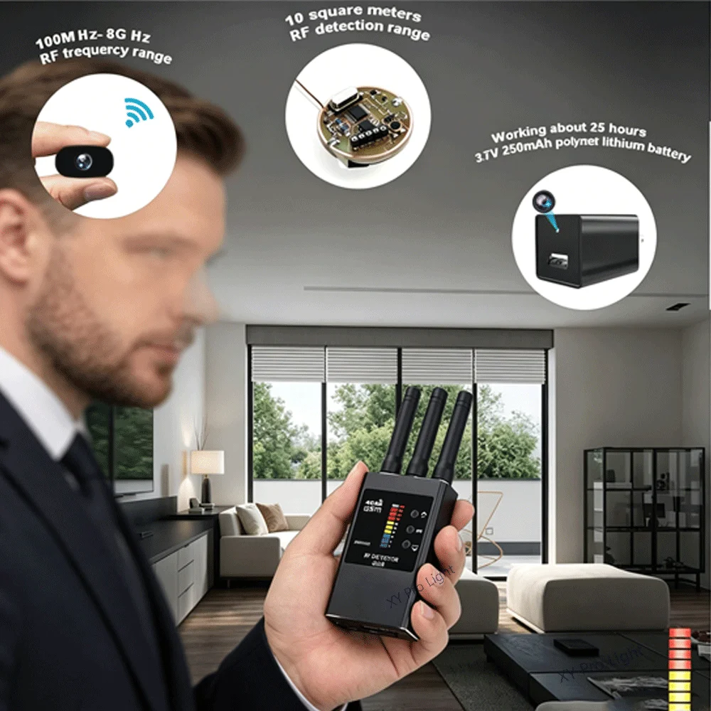 

G638 Multi-function Anti-spy Detector Camera GSM Audio Bug Finder GPS Signal IR Lens RF Tracker Detect Wireless Listening Device