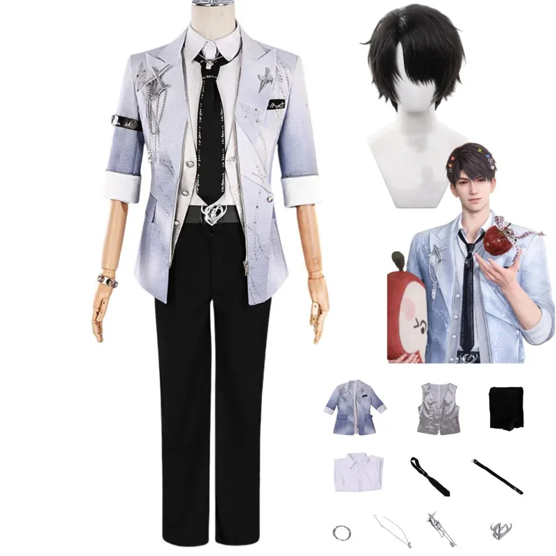 게임 러브 앤 딥스페이스 칼렙 코스프레 의상 샤이 이저우 생일 파티 이브닝 드레스 코트 유니폼 가발 남성 카니발 슈트x;2'a,6.