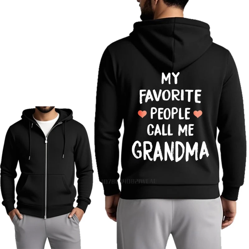 Treino primavera hoodies minhas pessoas favoritas me chamam avó homens streetwear moletom com capuz pulôver zíper básico outono primavera