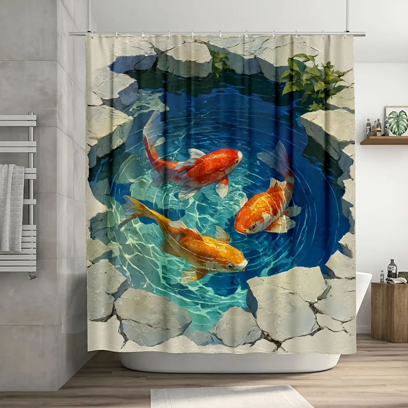 鮮やかな熱帯魚水中シャワーカーテン浴室装飾エキゾチックな海洋生物カーテンライナー180x180cm