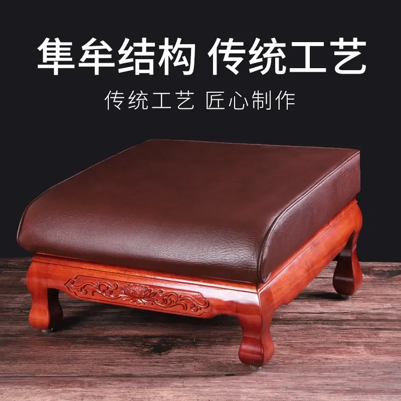 Solid Wood Pineapple Grid Kneeling Pad for Home Meditation Buddhist Prayer Cushion Temple Worship Stool Yoga Seat Comfortable