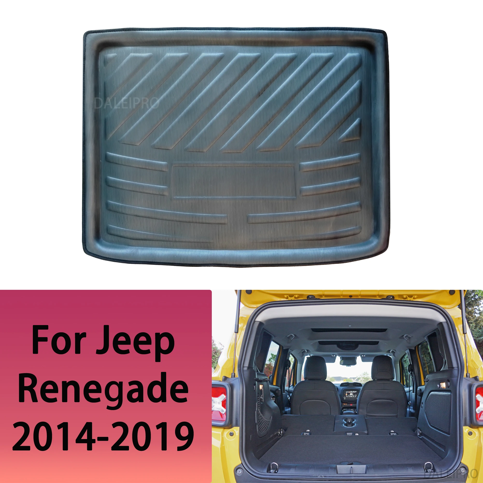 Car Rear Trunk Mat For Jeep Renegade BU 2014 2015 2016 2017 2018 2019 Tailored Cargo Liner Boot Floor Tray 3D EVA Accessories