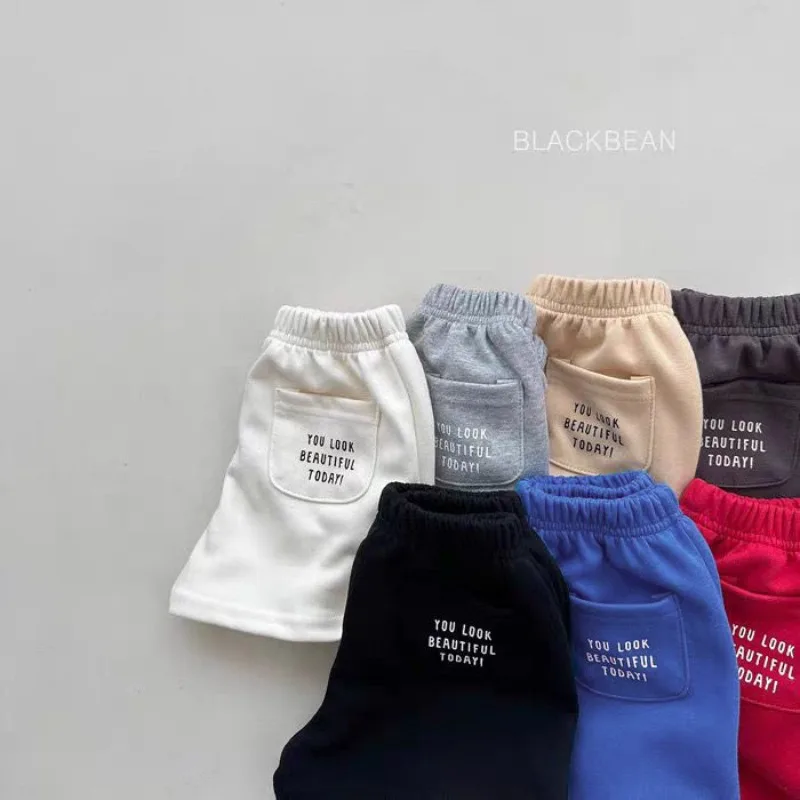 Sommer-Shorts für Mädchen mit dünnem Buchstaben-Print und Taschen, lockere Shorts mit elastischem Bund für Kleinkinder und Babys – Detail 4