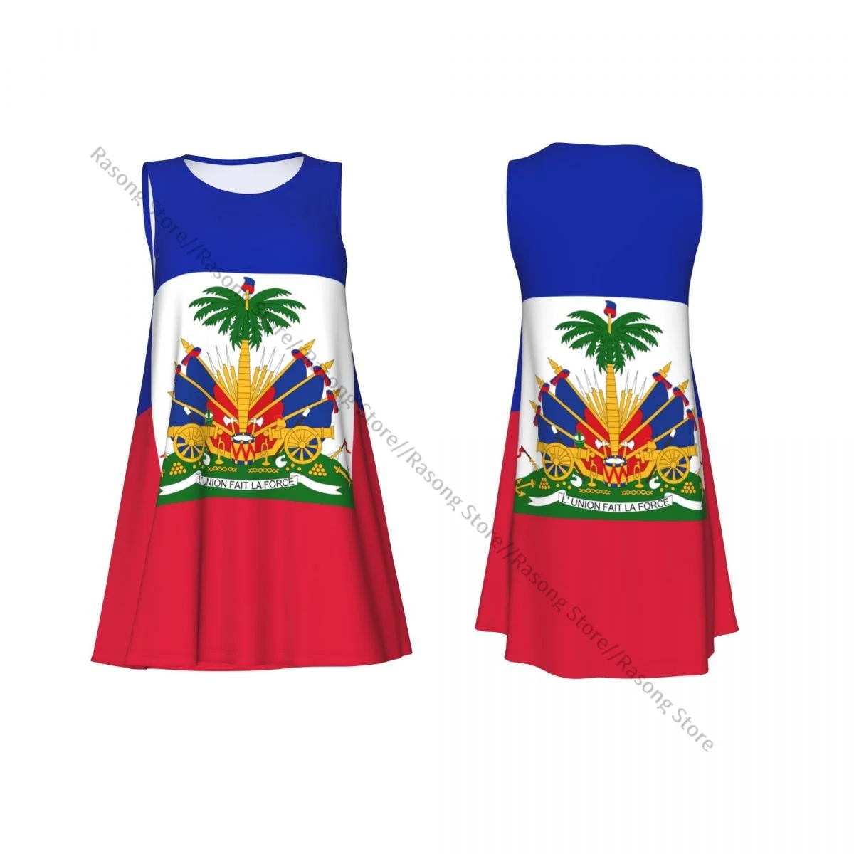 レディースドレス ハイチの国旗 夏 カジュアル Tシャツ ビーチ カバーアップ タンクドレス