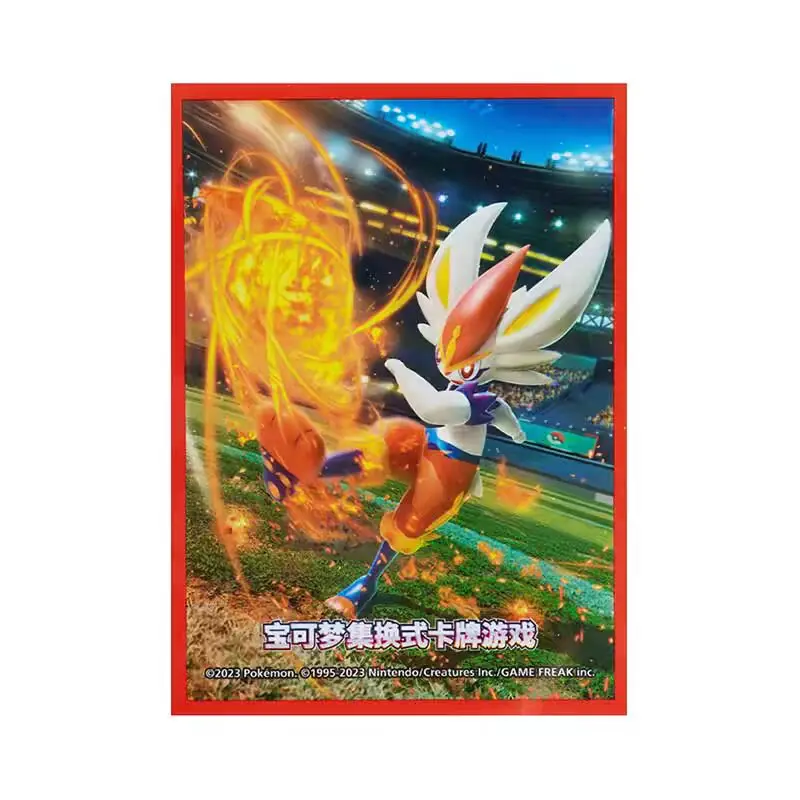 64PCS Genuine Pokemon Cinderace Card Sleeves Games WS DTCG PTCG Trading Cards Protective Case 66*92MM