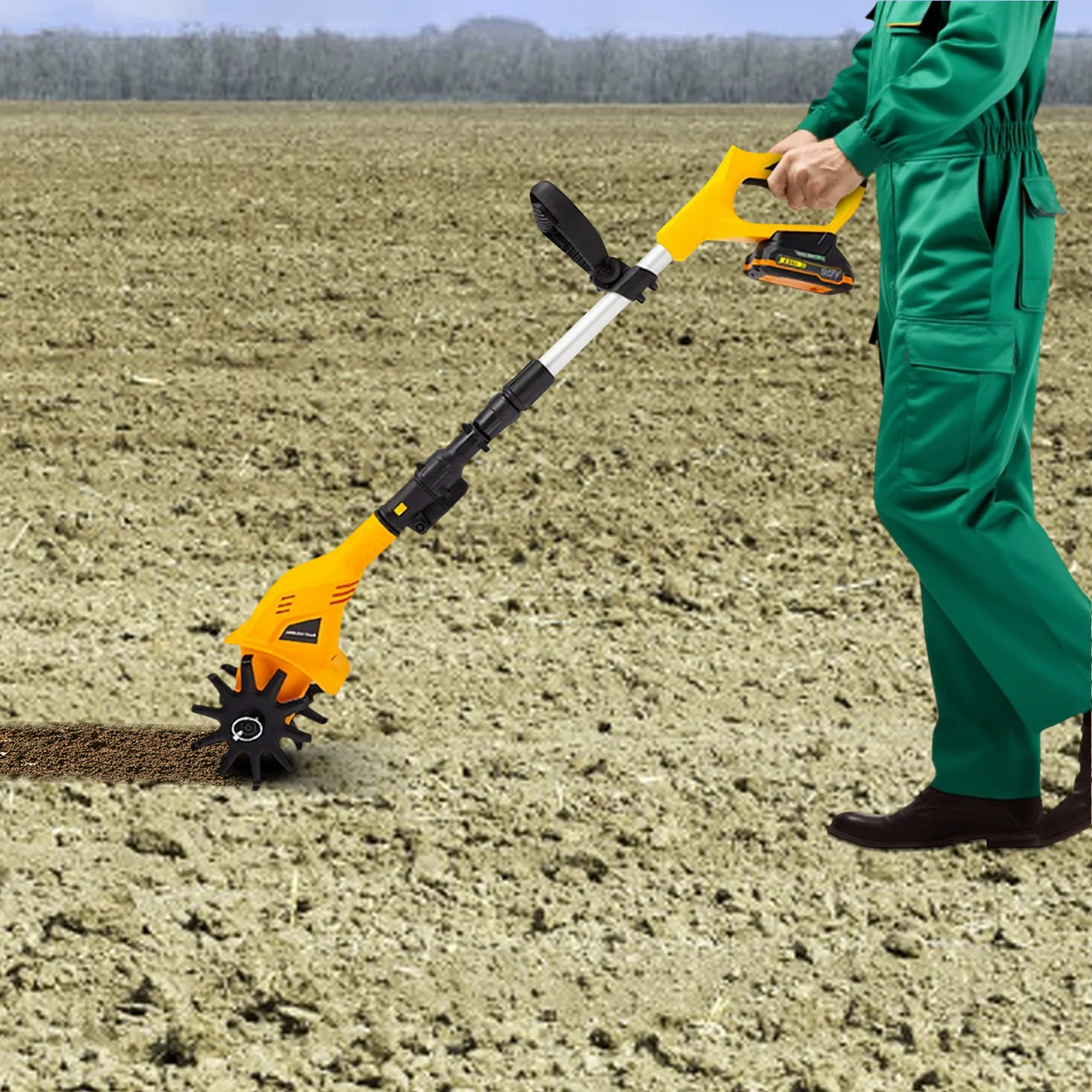 Cordless Tiller Cultivator, Handheld Electric Tilling machine, Handheld Micro Tiller for Garden, Yard, Farm, Orchard, Flowerbed