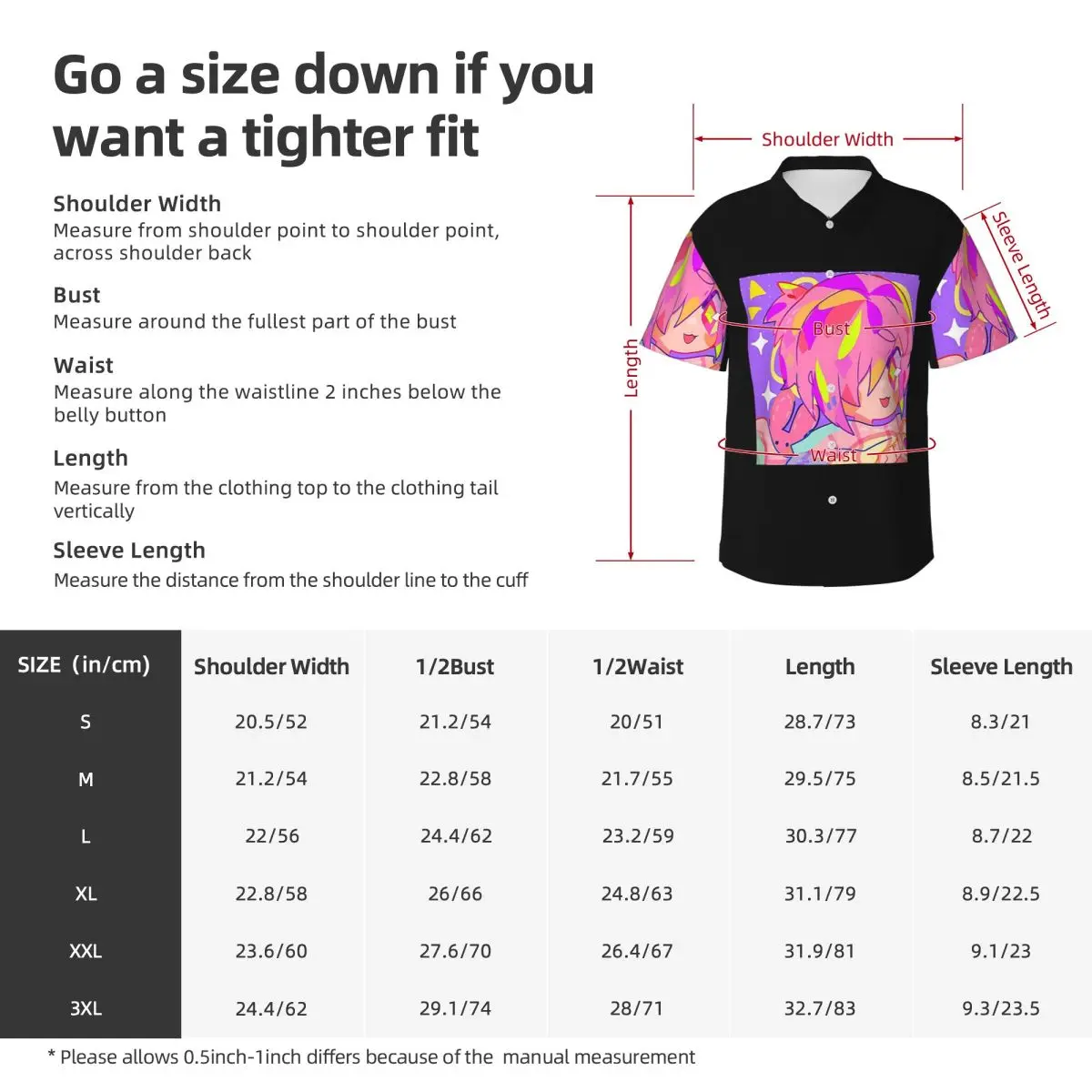 Mitsuba Toilet Bound Hanako-kun Butto Chemises pour hommes Chemise hawaïenne à manches courtes Hauts décontractés à boutons pour la plage d'été