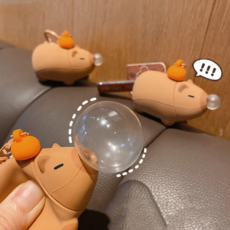 Cartoon Cute Simulation Capybara Squeeze Spit Bubble Toy Children's Stress Relief Toys Backpack Pendant Pinch Music Fidget Toys