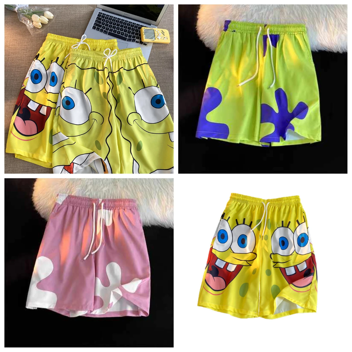Cute and Quirky SpongeBob SquarePants 3D Printed Shorts for Adults and Children, Cosplay Casual Sports Loose Pants