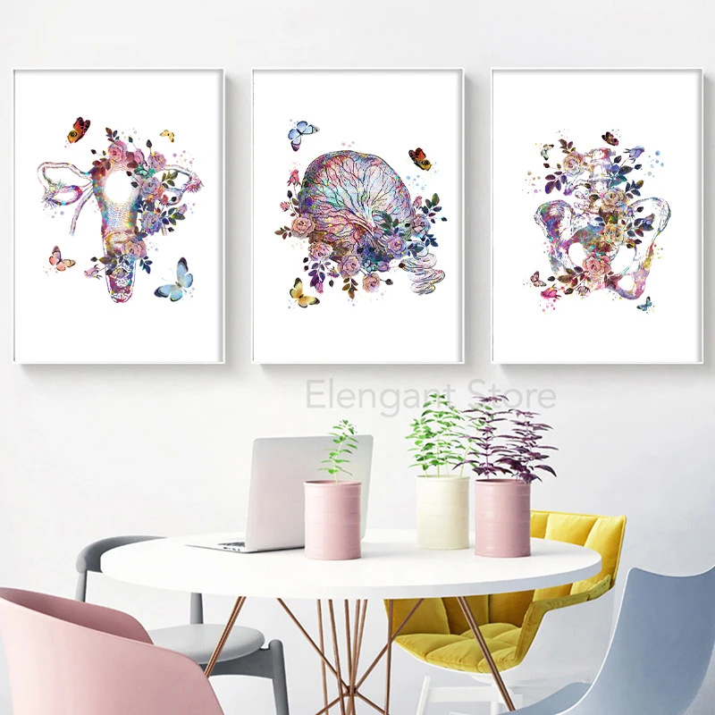 Physician Gift Medical Device Watercolor Art Painting Canvas Print Caduceus Stethoscope Microscope Poster Clinic Wall Art Decor