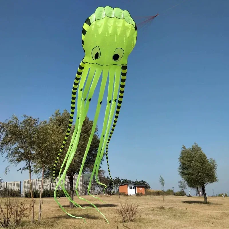 Cometa de pulpo a rayas 3D de 8m para adultos, cometa inflable suave de Animal grande, juguete a prueba de roturas para niños, herramienta voladora para deportes al aire libre