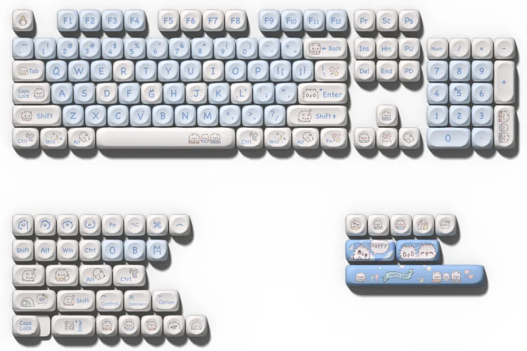 Hot Sale 108 Keys MOA Keycaps Set, PBT Material Dye-Sublimation Keycaps for Cherry MX Switches, Thick-walled Durable