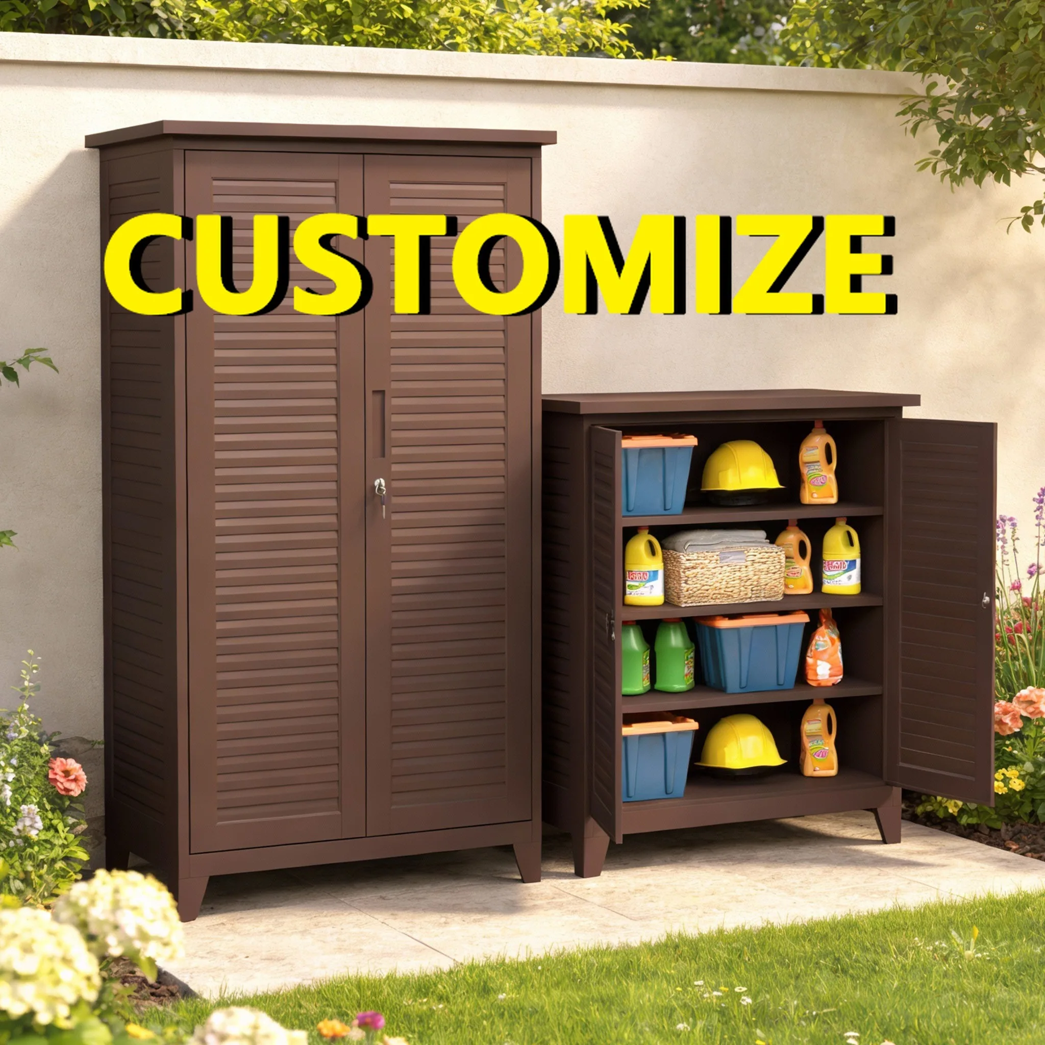 Any Size Custom High End Aluminum Outdoor Storage Cabinet Waterproof Sunproof Corrosion Resistant Extra Large Capacity Garden Pa