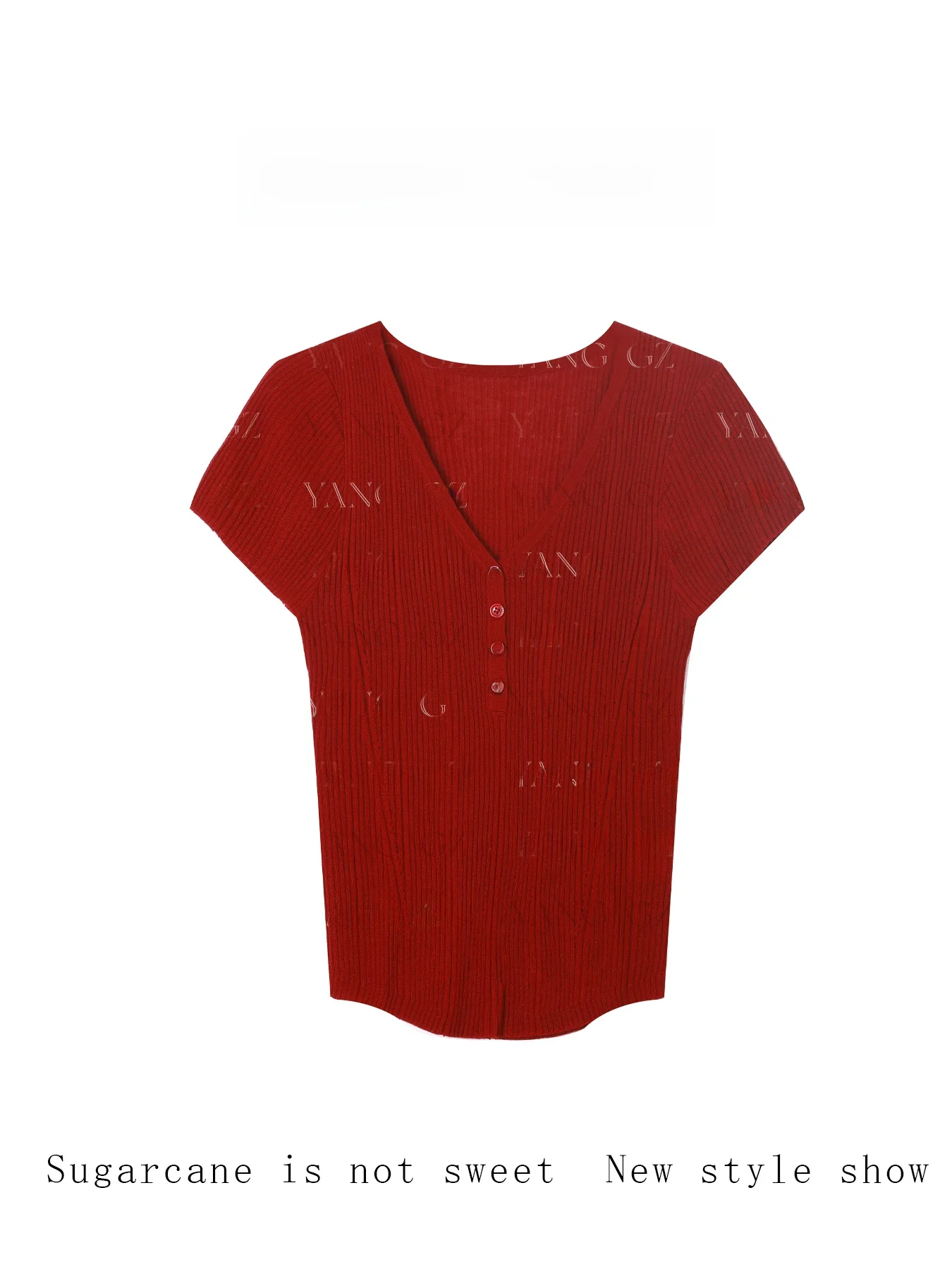 

Новая женская трикотажная футболка из смесовой шерсти Yang GZ, оригинальный дизайн, приталенный крой, V-образный вырез, лето 2025