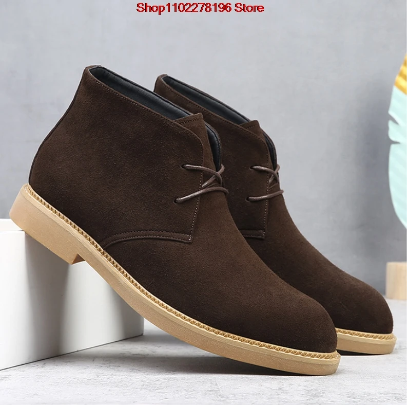  Men Chelsea Boots Suede Pointed Simple Stylish Breathable Suitable for Young People's Business Outdoors Short desert Boots 