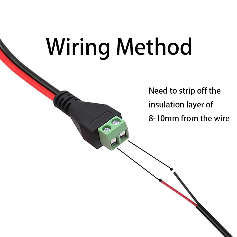 DC 5.5mmx2.1mm Screw Terminal Block Adapter Power Extension Cable DC to 2Pin Solderless Connector Replacement Repair Supply Cord view 3