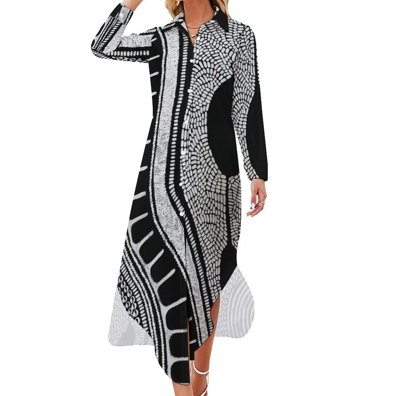 

#546.3 - Turn Inward - Artist Nathalie Le Riche Long Sleeved Shirt Dress dress korean style