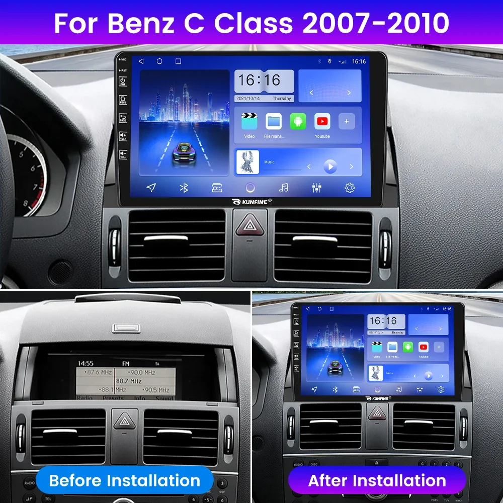 Android Car Radio For Benz C Class 2007-2010 Car Stereo 2Din Octa Core GPS Navigation Player IPS Screen Carplay Android Auto