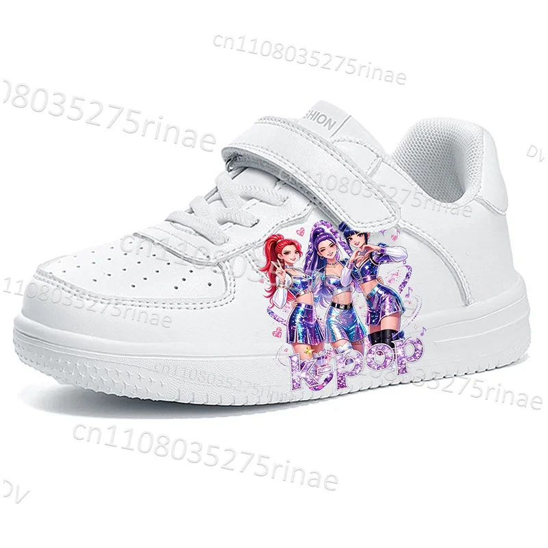 Kids Casual Sneakers Popular Girls Print Themed White Shoes Girls Fashion Breathable Flat Shoes Children Daily Soft Sports Shoes