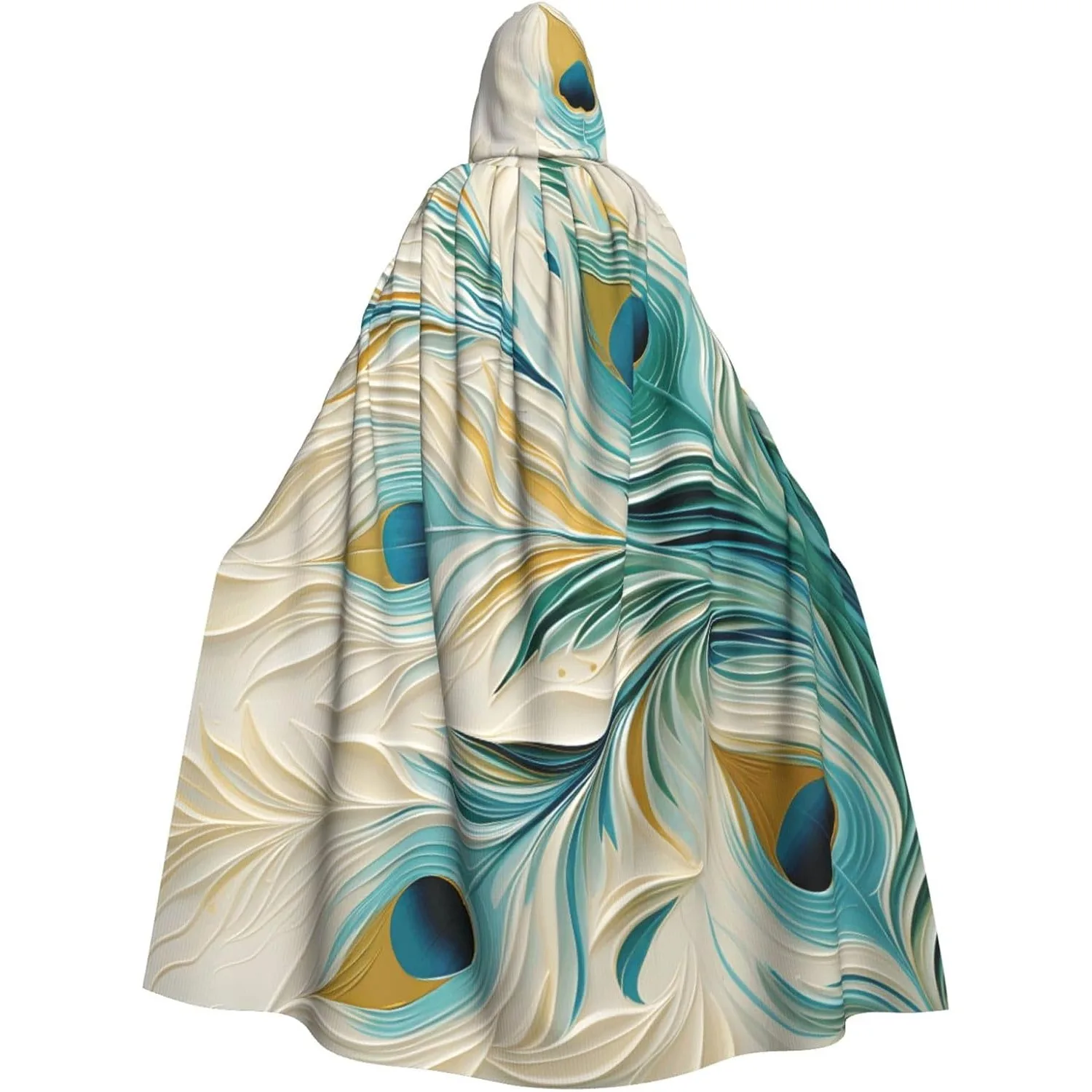 

Плащ с капюшоном для женщин и мужчин, накидка с текстурой павлиньих перьев, костюмы на Хэллоуин, карнавальный костюм