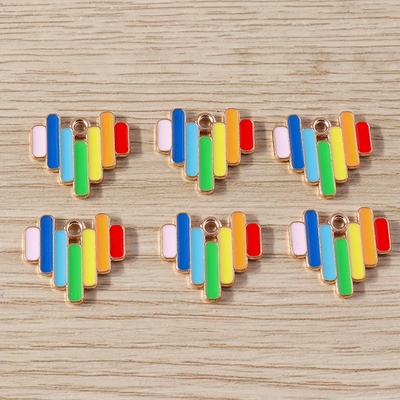 10 stücke Neue Bunte Emaille Liebe Herz Charms Anhänger für Schmuck Machen Frauen Mode Ohrringe Halsketten DIY Handwerk Liefert – Detail 9