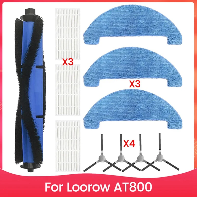 

Запасные части для робота-пылесоса Loorow AT800 3-в-1, аксессуары для пылесоса, основная боковая щетка, HEPA-фильтр, накладка для швабры-AT64
