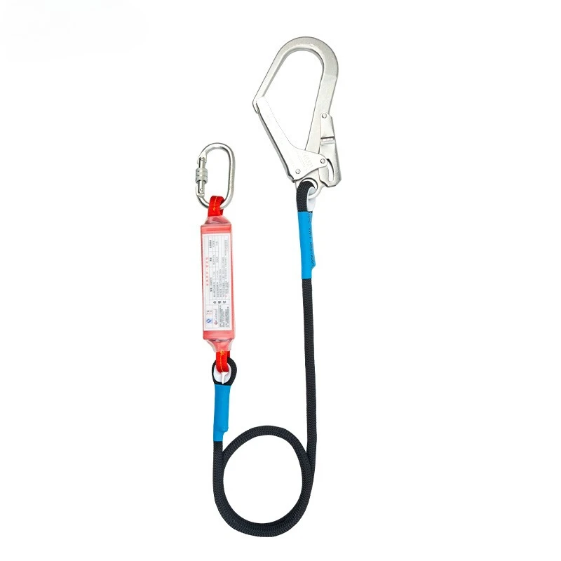 24KN Aerial Work Safety Belt Rope High Altitude Protective Safety Elastic Sling Belt with Hook Anti Fall Buffer Bag Safety Rope