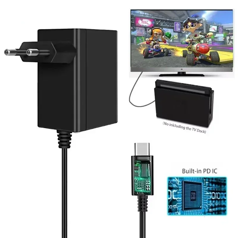EU US UK Plug Adapter For PS5 Portal Accessories for AC Charger For Nintendo Switch OLED Type C USB Power Supply Wall Charger