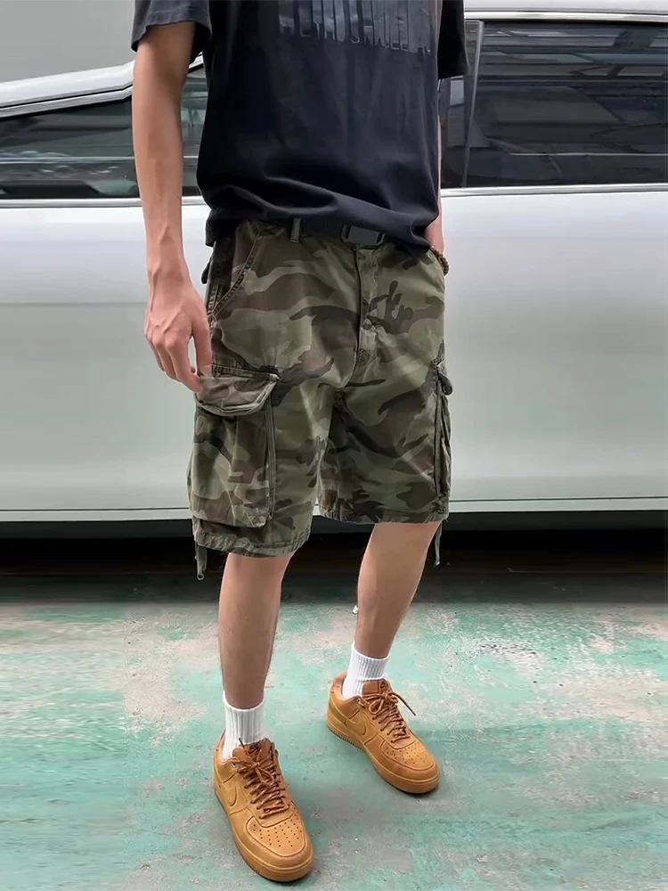 

Camouflage Workwear Shorts Men's Summer Trendy Brand Handsome Streetwear American Retro Multi-Pocket Five-Quarter Pants