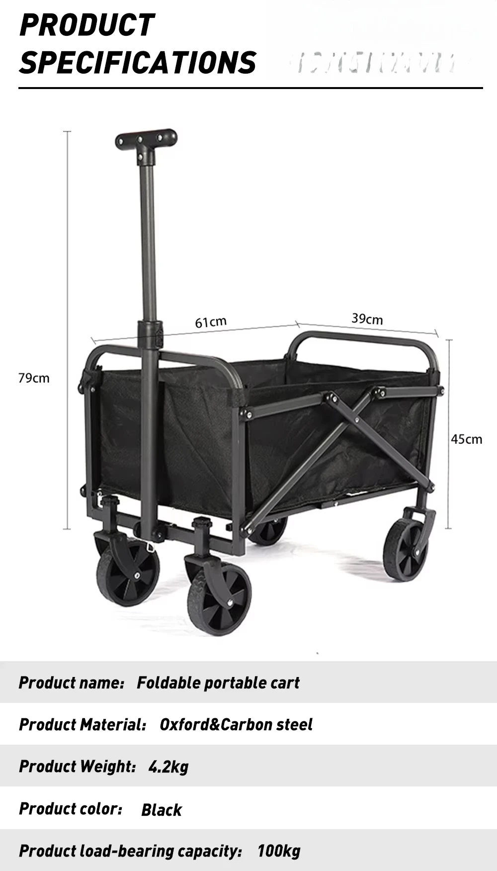 أحدث طراز لعام 2026 E-RIKE مقاس صغير ثقيل Du-ty قابل للطي عربة ترولي قابلة للطي حديقة التخييم الشاطئ عربة قابلة للطي #6