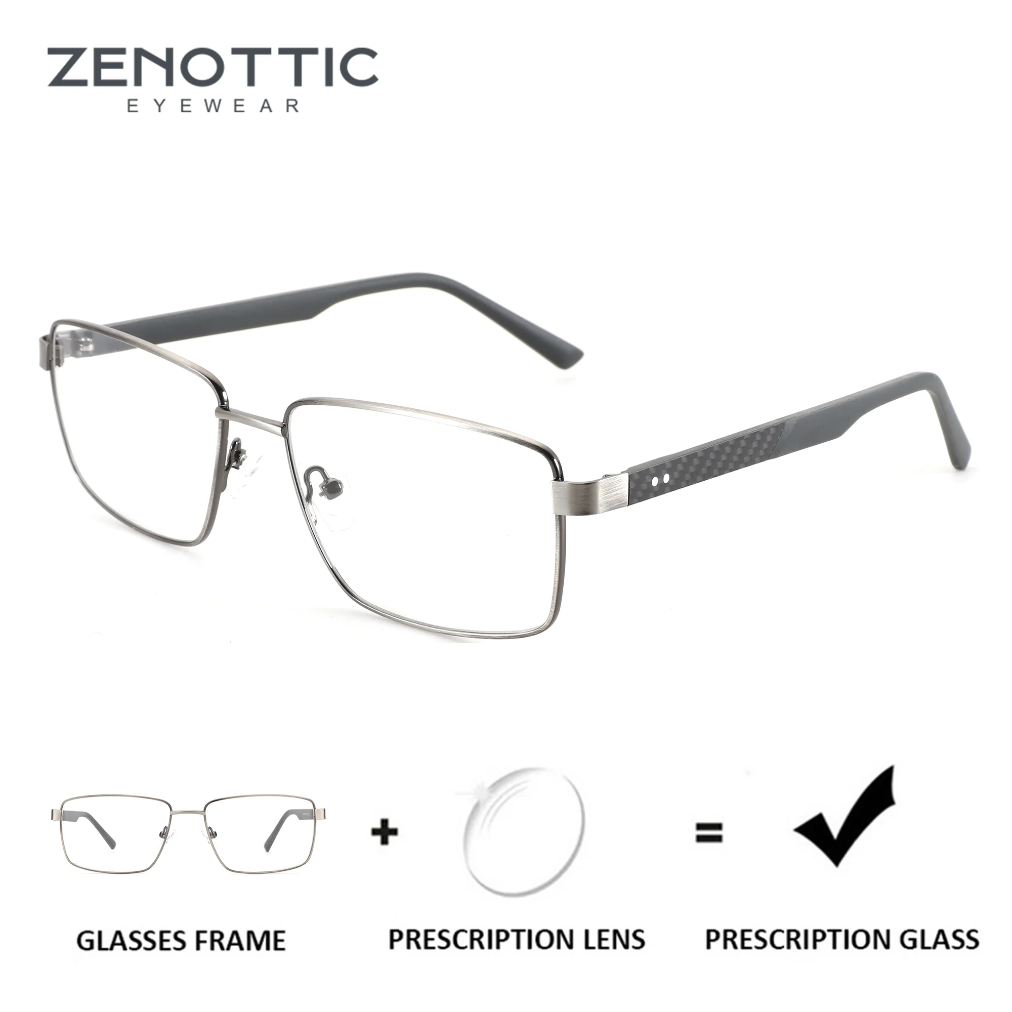 zenottic-s-サイズ-ファッションメタル長方形処方メガネ男性用フォトクロミック多焦点光学レンズ近視眼鏡