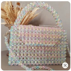 Women's Handbag Fashion Phantom Handmade Beaded Chain Crossbody Bags Customized Niche Design Colorful Handheld Shoulder Bag